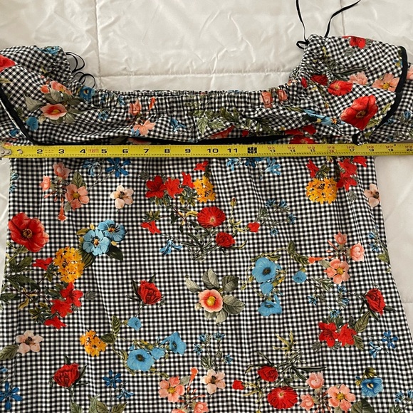 Zara Checkered & Floral Off The Shoulder Dress - Picture 8 of 9